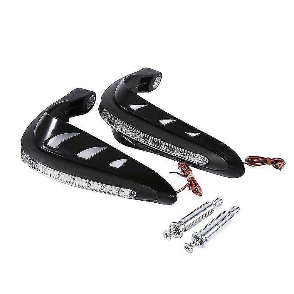 1 Pair Universal Handlebar Hand Protector LED Light Motorcycle Hand Guards Black