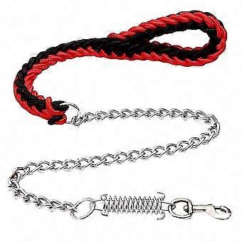 Strong Traction Metal Dog Chain Leash with Woven Nylon Strands