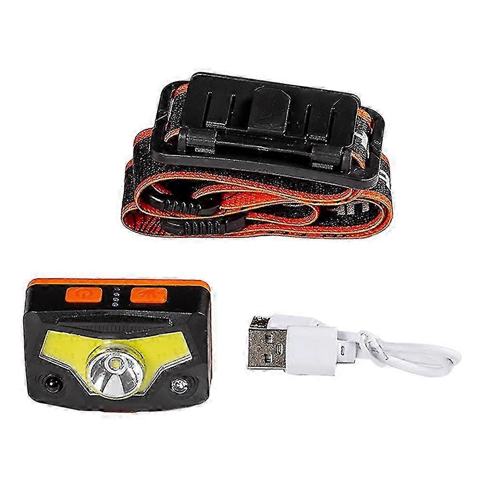 Head Torch Motion Sensor Control 7 Light Modes Adjustable Band USB Rechargeable