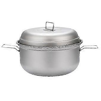 Titanium Camping Soup Pot Set Outdoor Light Steamer with Steam Compartment
