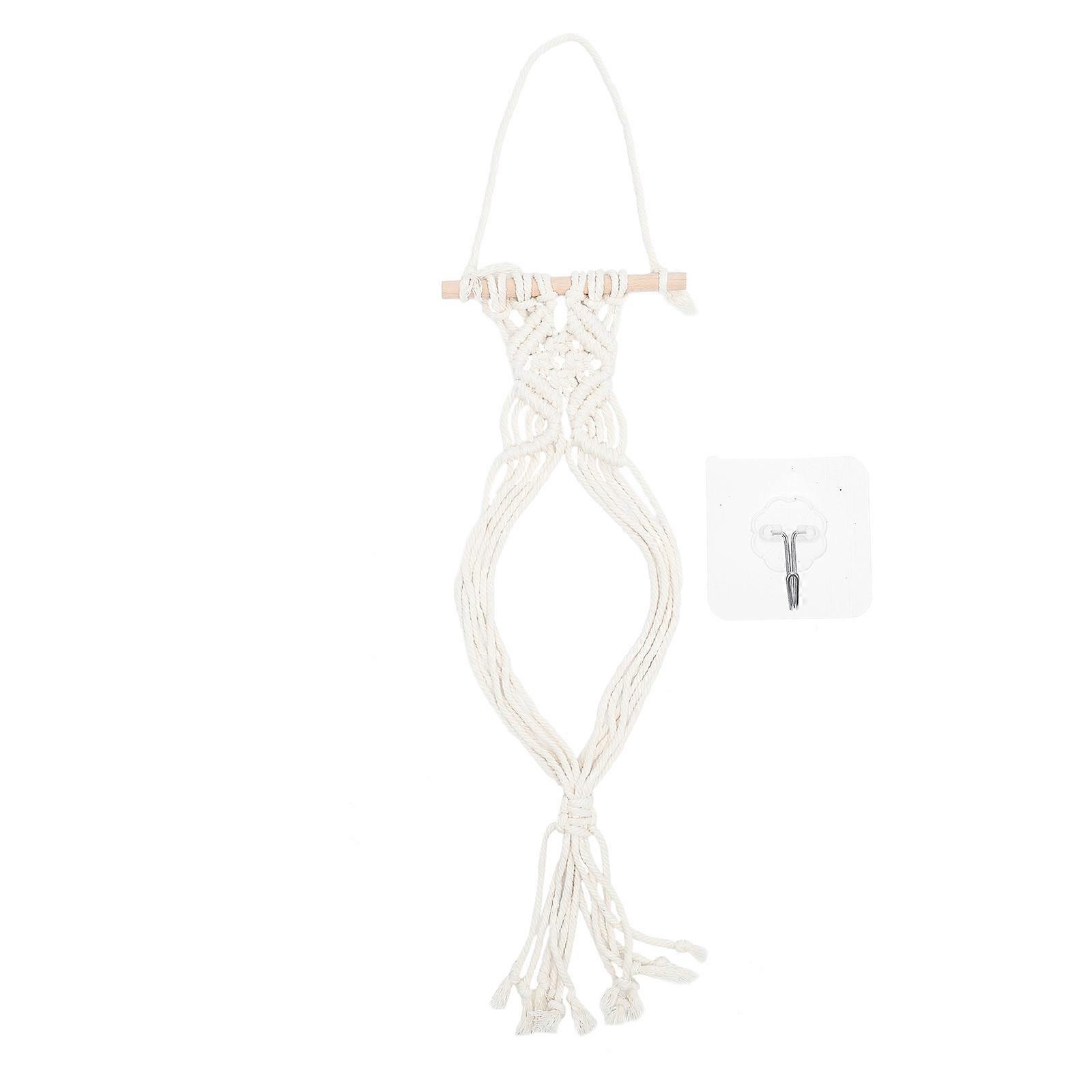 Beige Macrame Hat Hanger Wall Display for Storage Single Layer