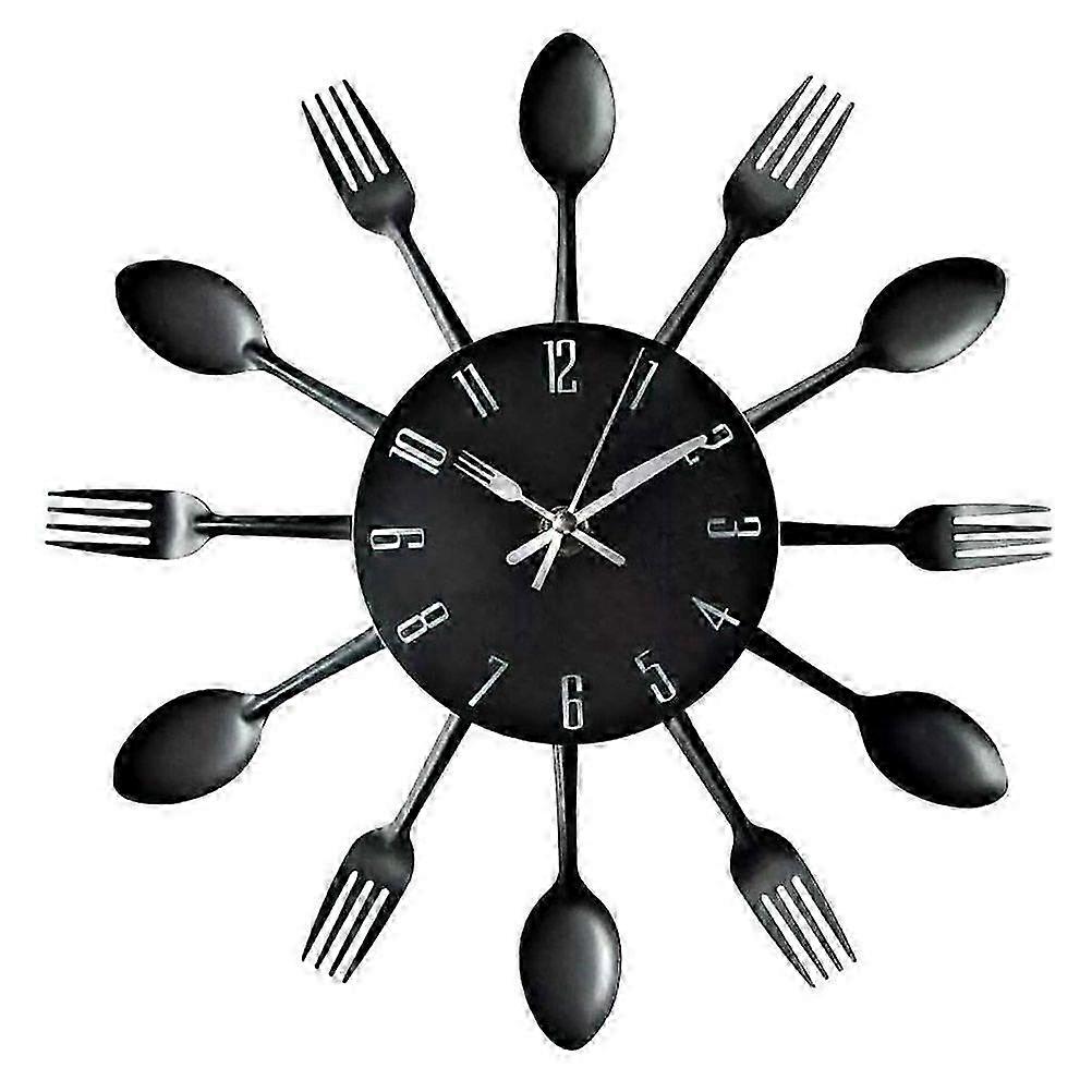 Mute Metal Spoon Fork Wall Clock