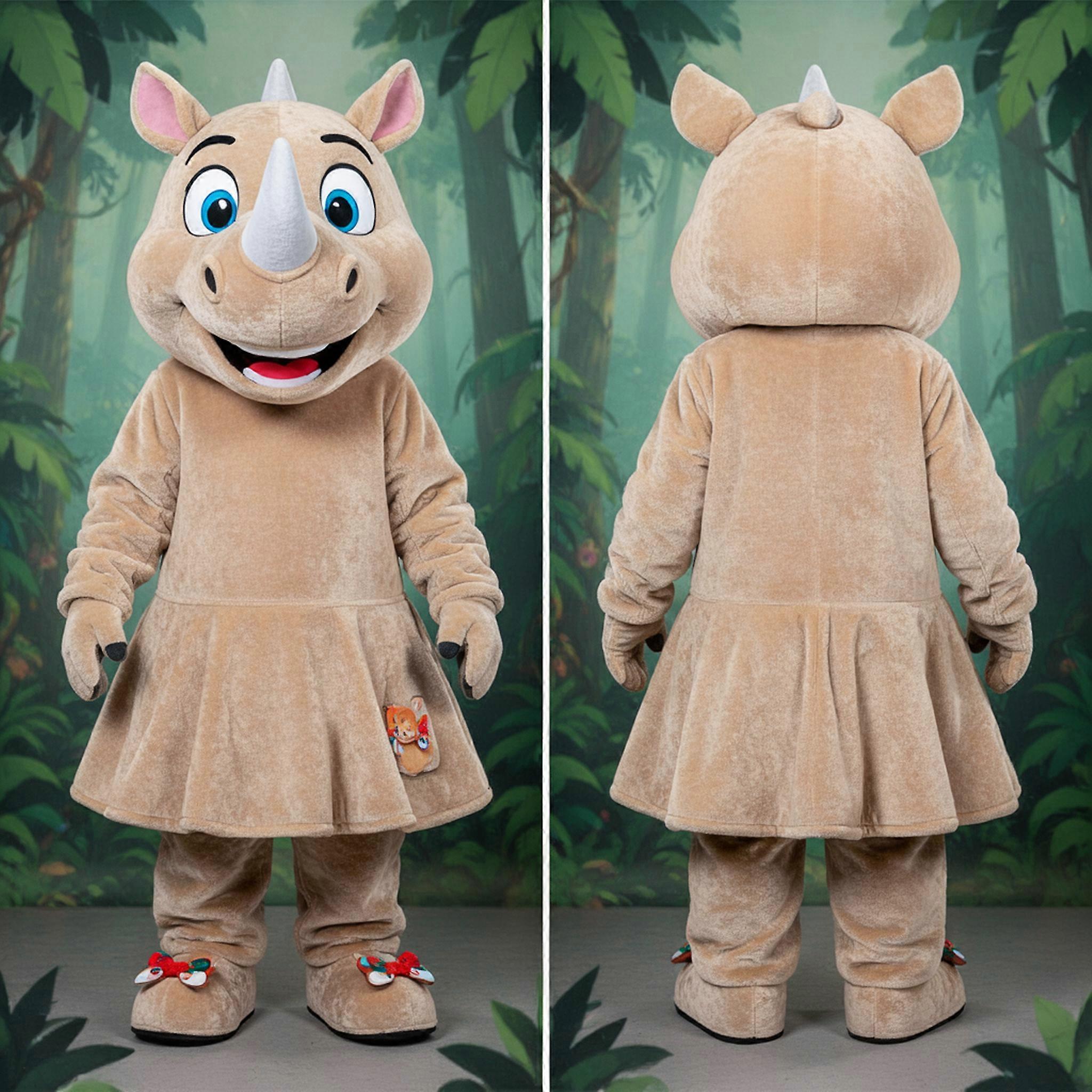 MASTICOT Beige Plush Rhinoceros Mascot
