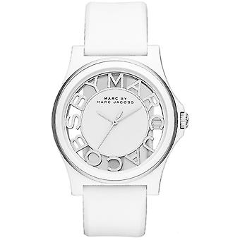 Marc von marc jacobs Skelett henry Quarz Analog Woman Watch mit Silikon Armband MBM4015