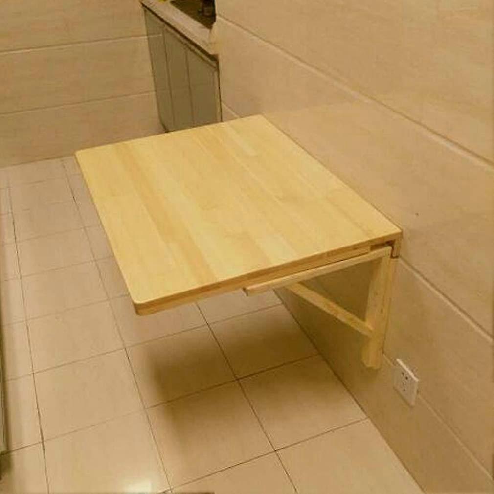 Wall Mounted Folding Table Solid Pine Foldable Desk for Kitchen Dining Office Workbench 80x60cm