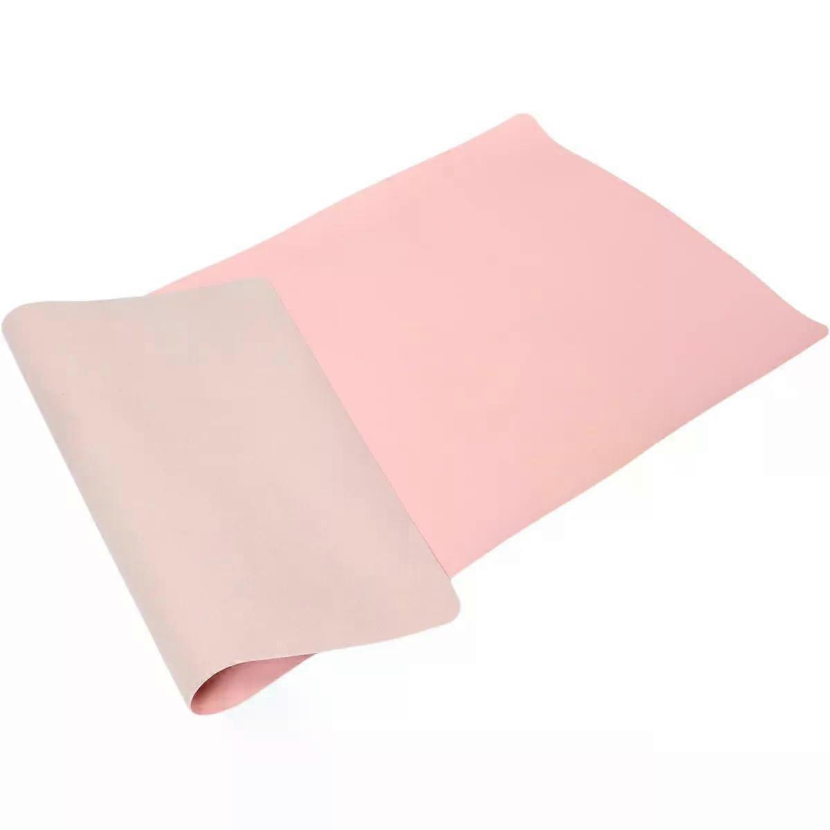 Pink PU Makeup Vanity Mat Protector for Tabletop and Work Desks