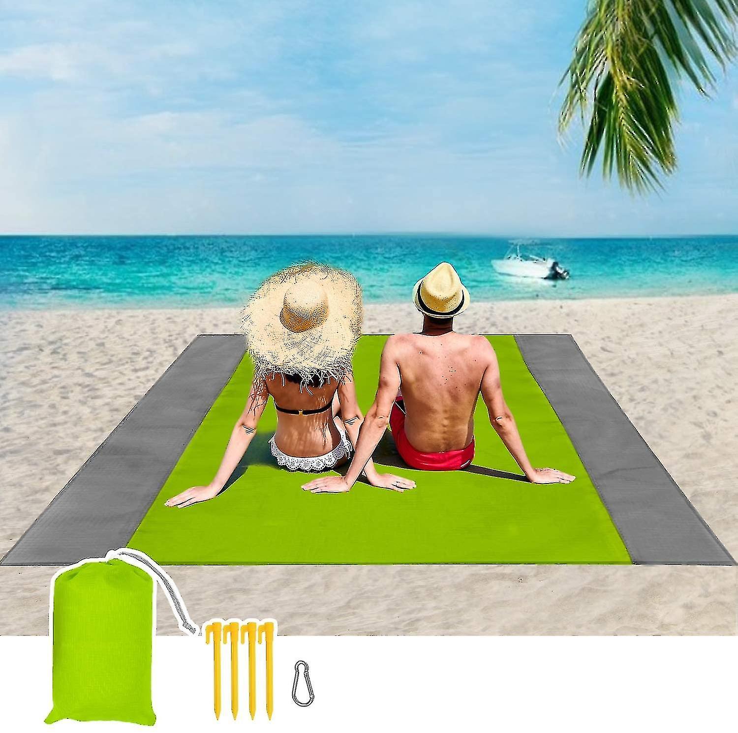 Beach Mat Picnic Blanket 210 X 200 Cm Picnic Blanket, Picnic Mat Beach Blanket Picnic Blanket With 4 Fixed, Camping, Hiking And Picnic