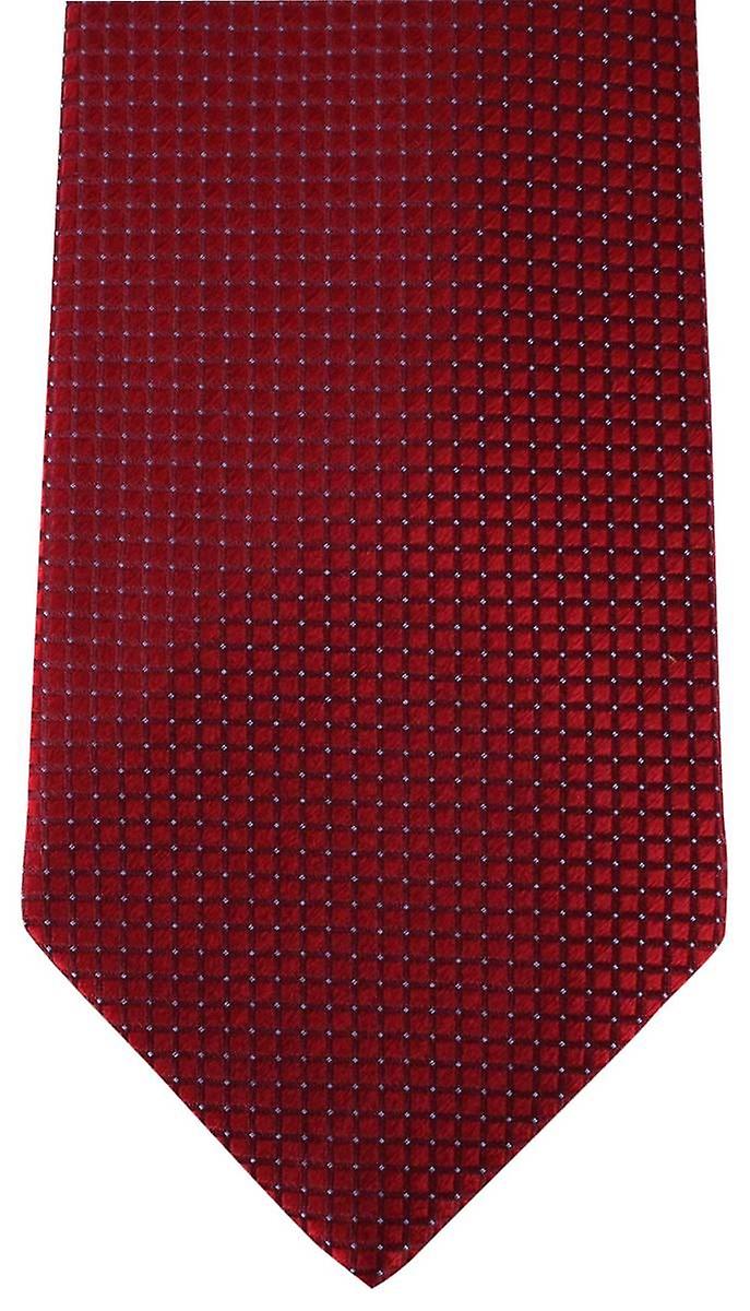 David Van Hagen Ribbed Squares Pin Dot Tie - Wine