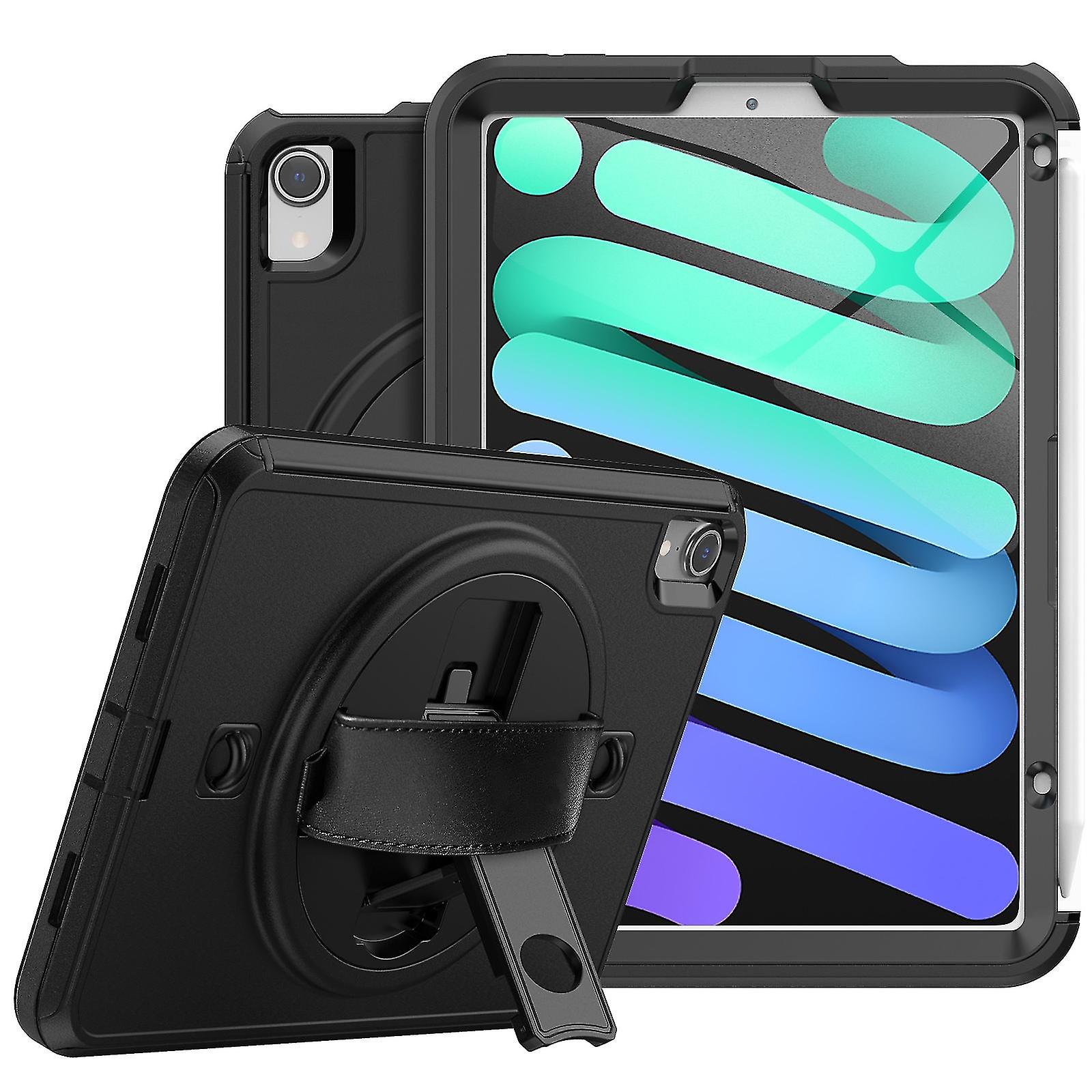 For Ipad Mini 6 Shockproof Tpu + Pc Tablet Case With Holder & Pen Slot & Shoulder Strap(navy Blue)