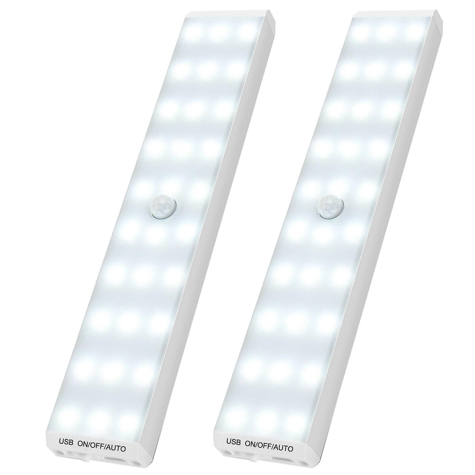 Wtong Wireless Motion Sensor Light Under Cabinet Lighting Wardrobe Light With 30 Cool White Leds 2pcs