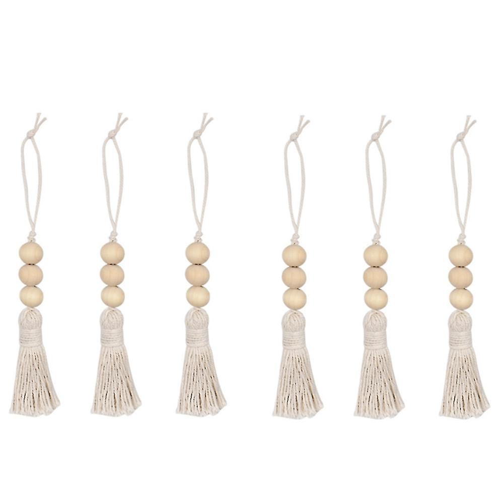 6pcs Beaded Log Color Wood Beaded Home Decor Pendant Ventilation Diffuser For Car Interior