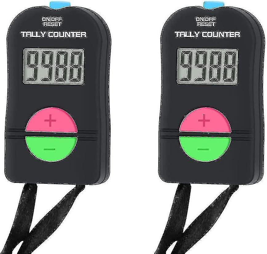 2 Pcs Electronic Counter, Digital Hand Tally Counter Electronic Manual Clicker With Lanyard Add Subtract Model