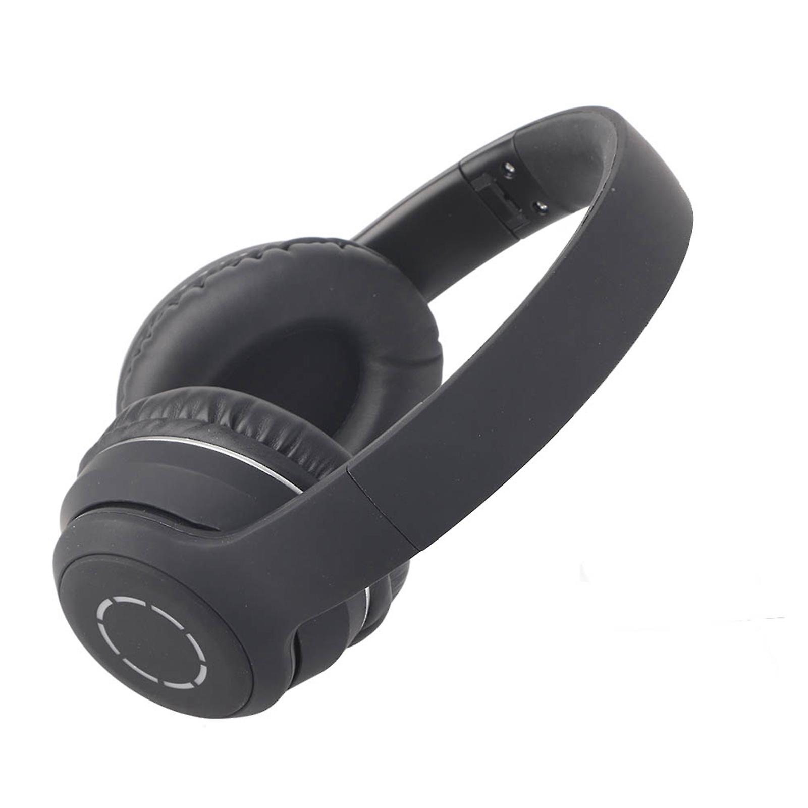 Bluetooth Headphone Heavy Bass Noise Cancelling Foldable Gradient Color Wireless Headset with Light for Phone Laptop Black 