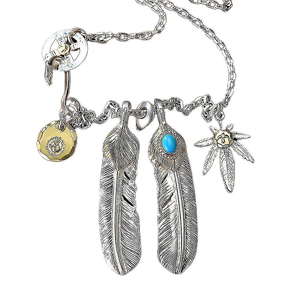 メタルフェザーペンダントネックレス パンクヒップホップスタイルチェーン レディース メンズ ギフト