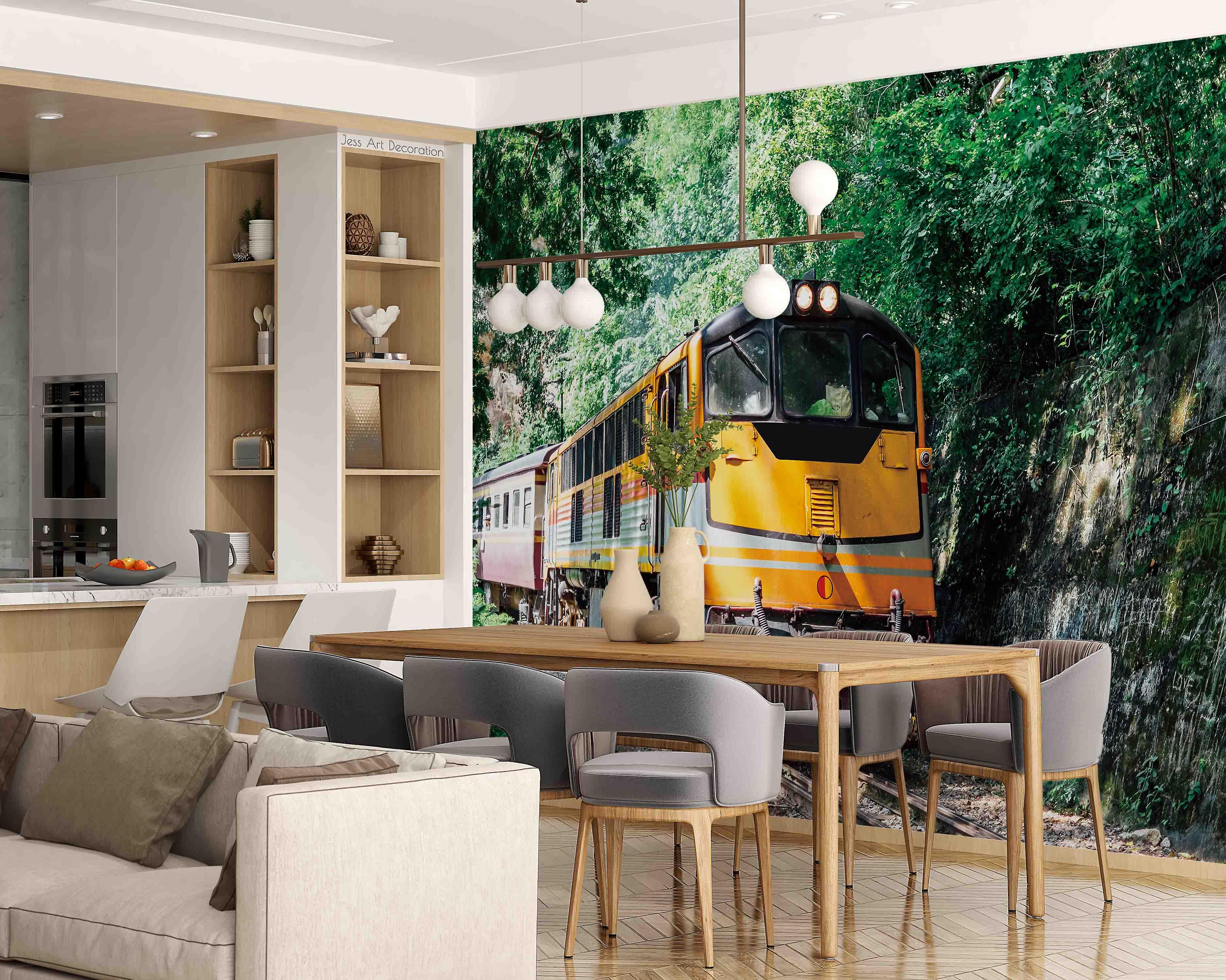 3D Forest Train Wall Mural Wallpaper Sww 116