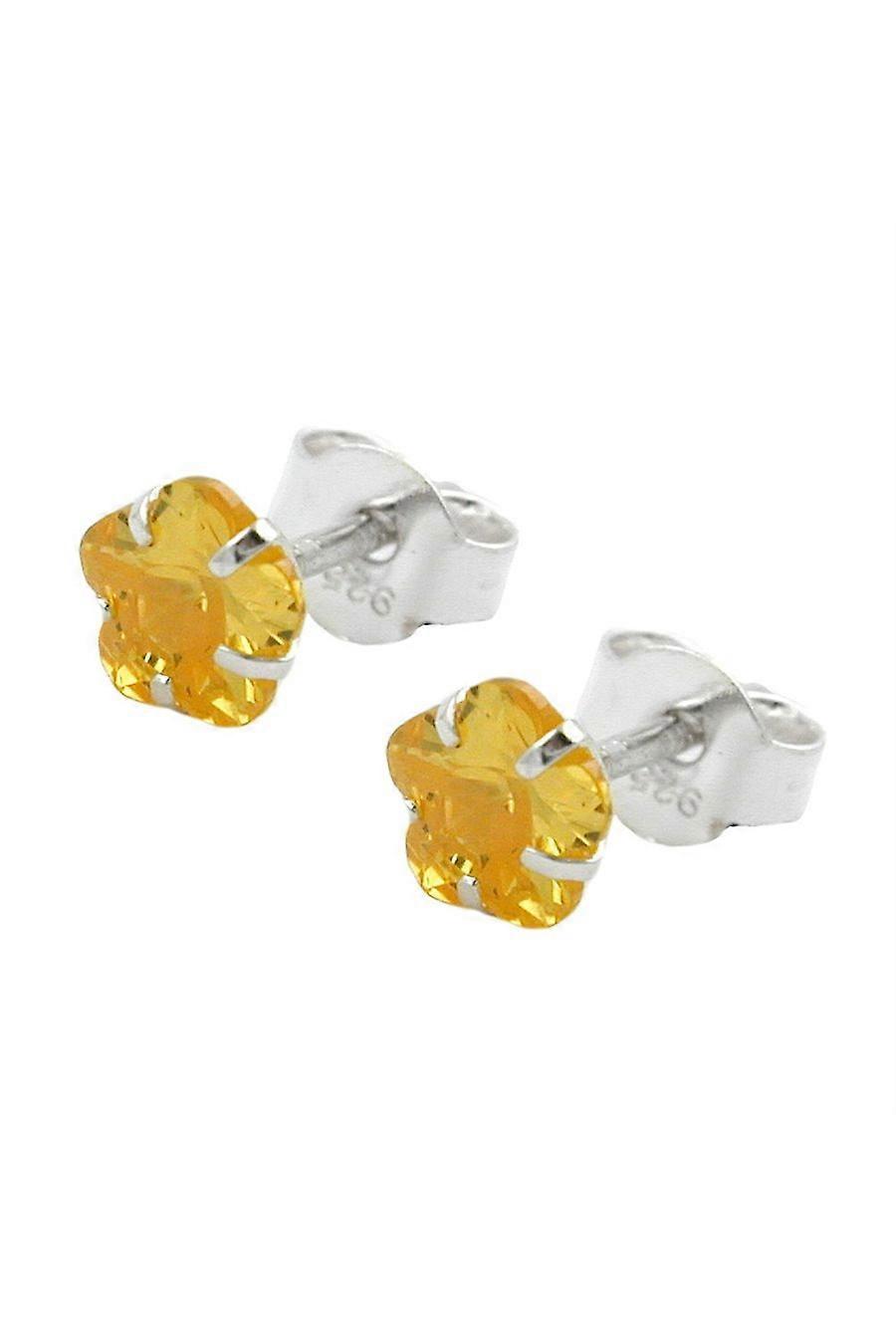 Stud Earrings Zirconia Citrin Silver 925 - Gl90068