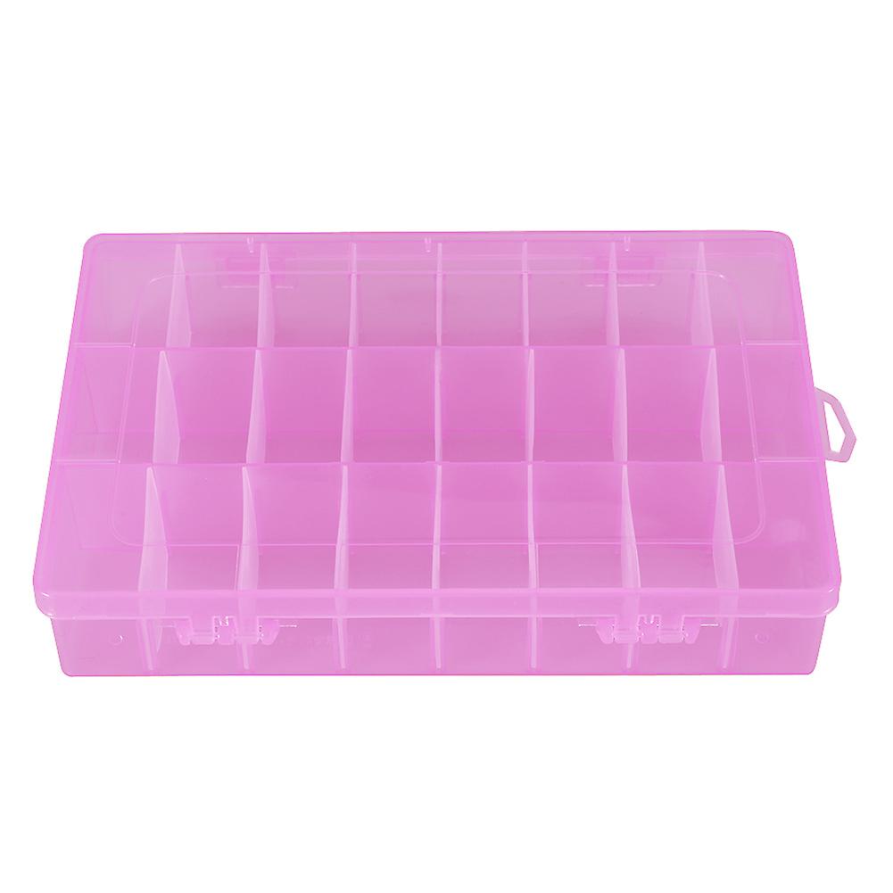 Pink 24 Grids Plastic Jewelry Adjustable Box for Earrings and Bead Storage