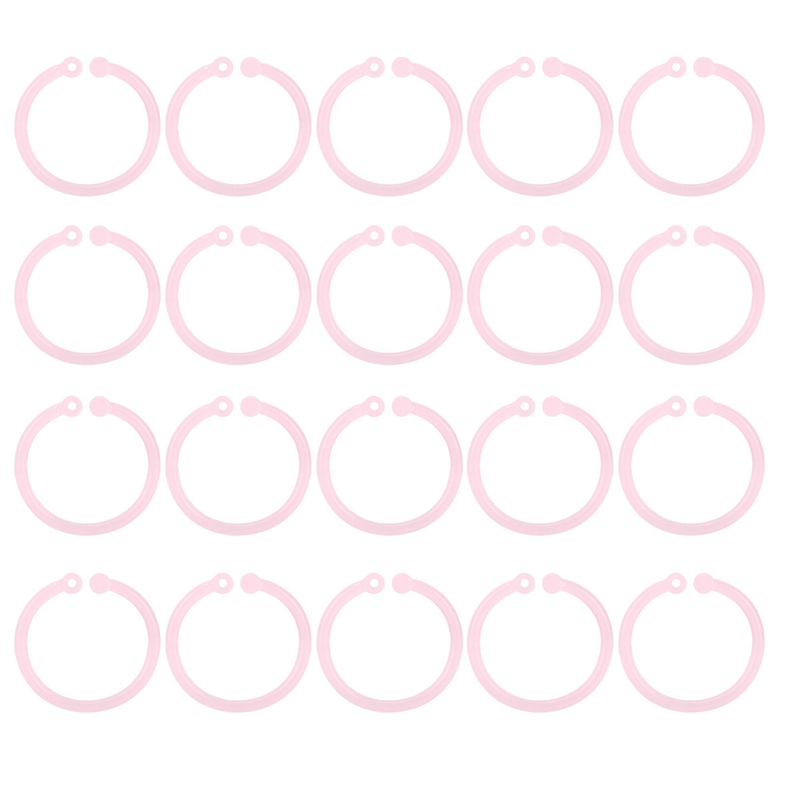 20pcs Plastic Rings Transparent Flexible Loose Leaf Book Binder Rings for School Home Office Cards Document NotebookPink