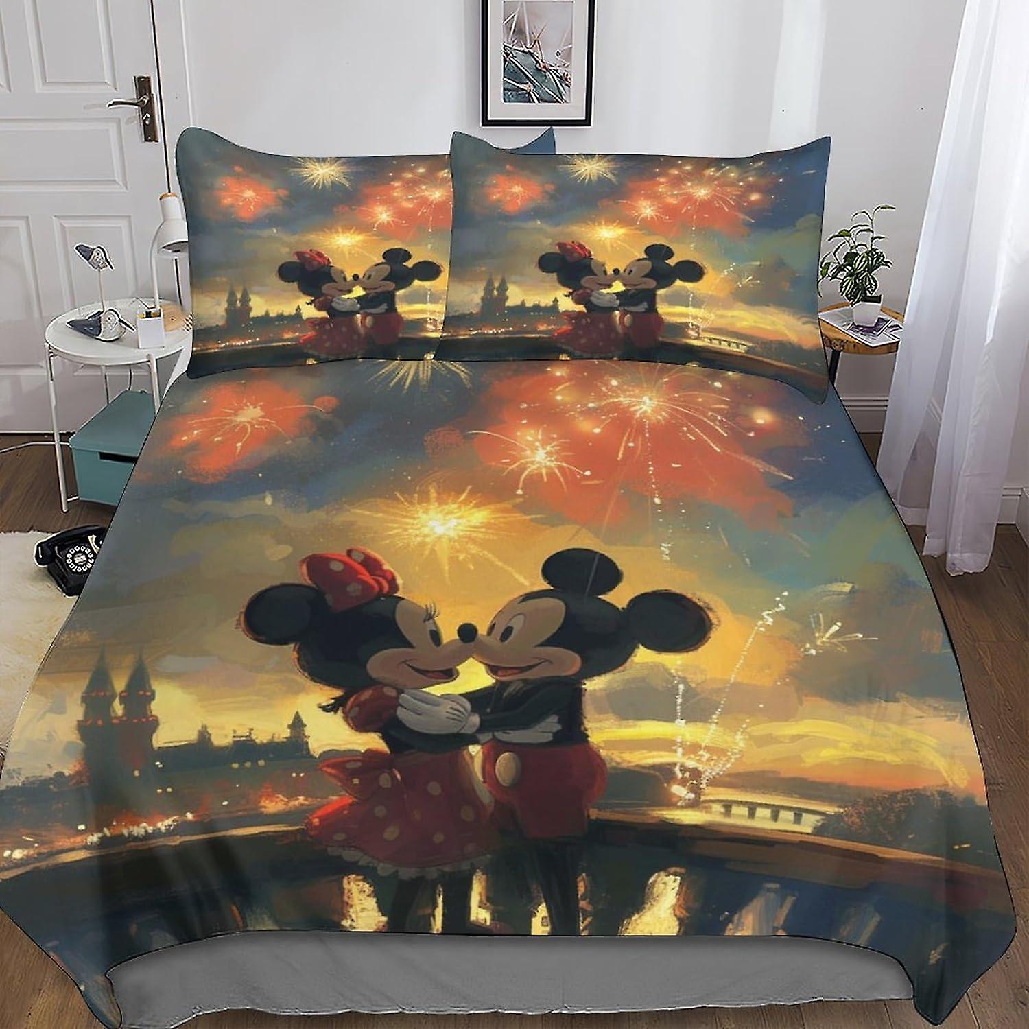 DSJackson Mickey Mouse 3 Pieces Set Duvet Cover Microfiber Bedding Sets, 3D Print Cartoon Quilt Cover with Pillowcases, with Hidden Zipper Closurer Co