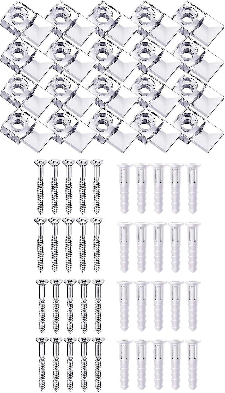 Mirror Mounting Clip - 20pcs, Glass Panel Retaining Clips, Mirror Cabinet Holder