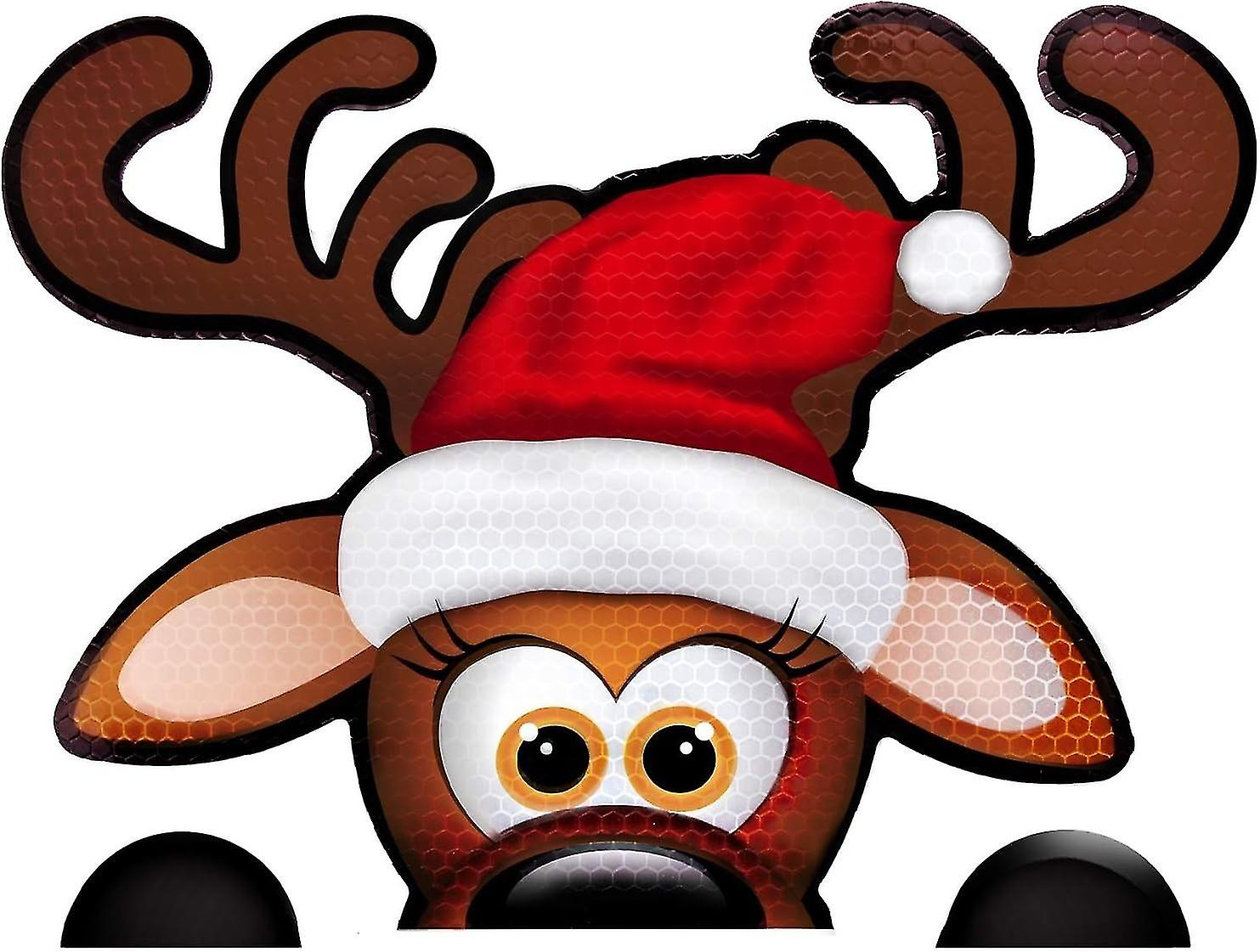 Fun Jumbo Reflective Magnetic Reindeer Christmas Car Decorations Kit | Funny Santa's Helper Face + 2