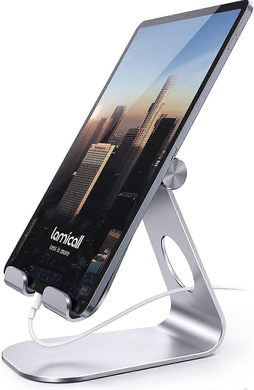 Tablet Stand, Adjustable Tablet Holder - Desktop Stand Dock Compatible with New iPad 2024, Samsung, other Tablets - Silver