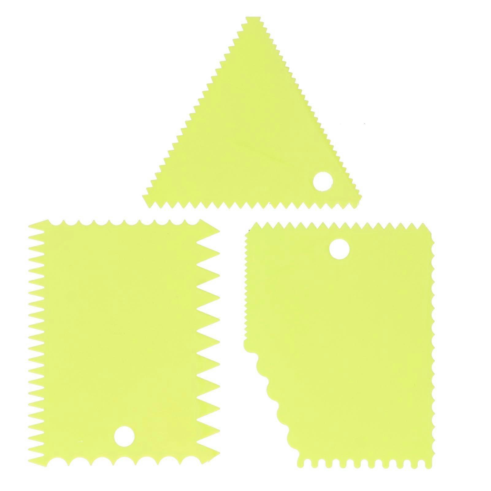 3PCS/Set Cake Cream Scraper Pasty Cutters Scraper Irregular Teeth Edge DIY SmootherGreen