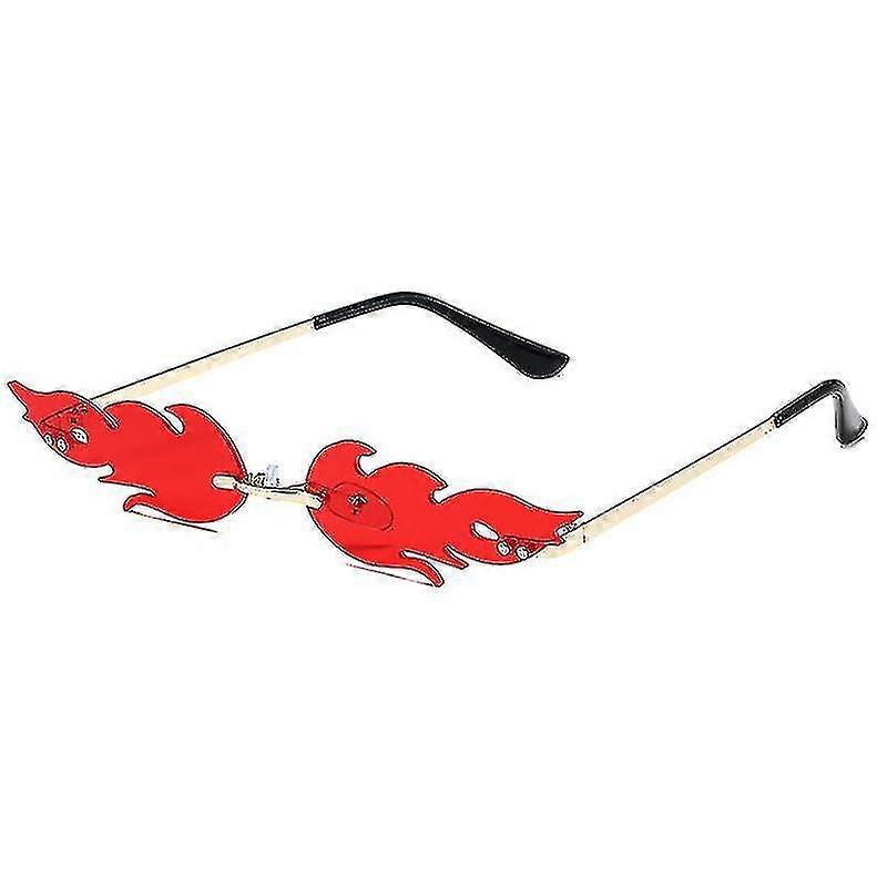 1 Pc Fire Flame Sunglasses Rimless Fire Shaped Glasses(red)