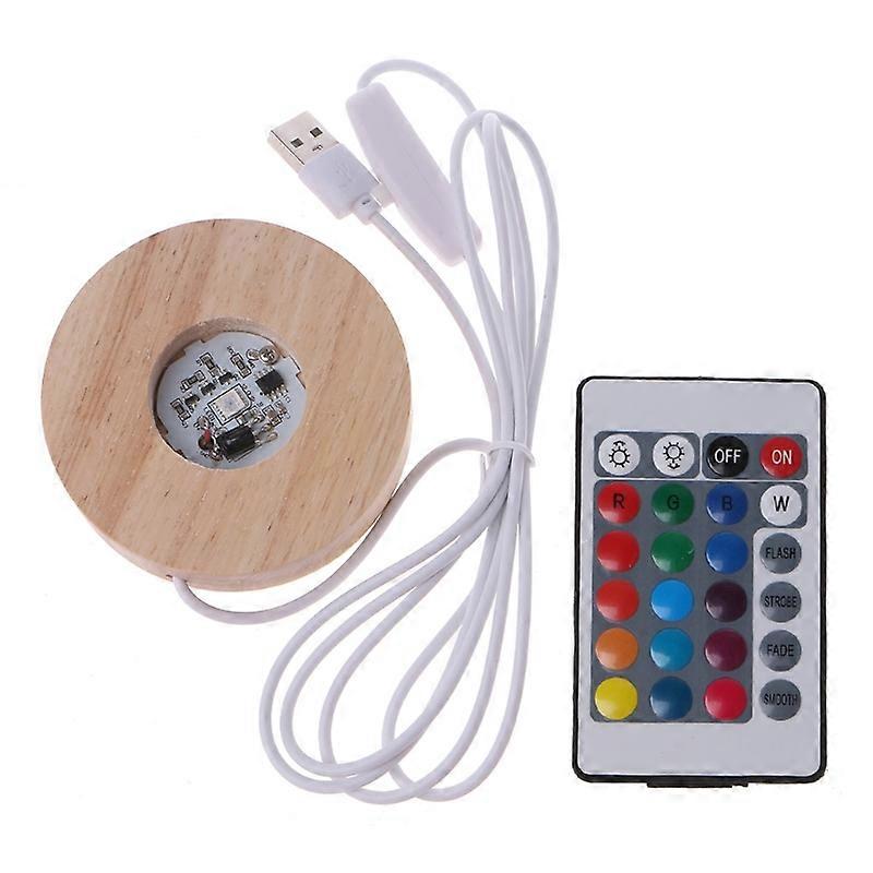 Resin Art Display Wood Led Adjustable Display Base 12 Colors Rgb Led Base Vase Light With Remote Control Diy Night Light