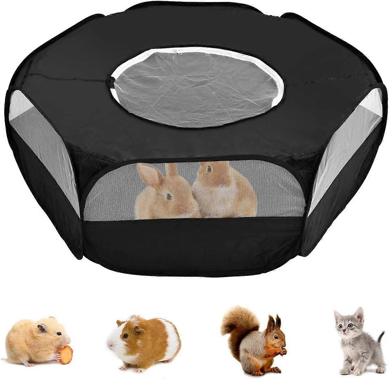 Small Animal Playpen with Cover, Foldable Cage, Portable, Waterproof and Breathable, for Rabbit, Squ