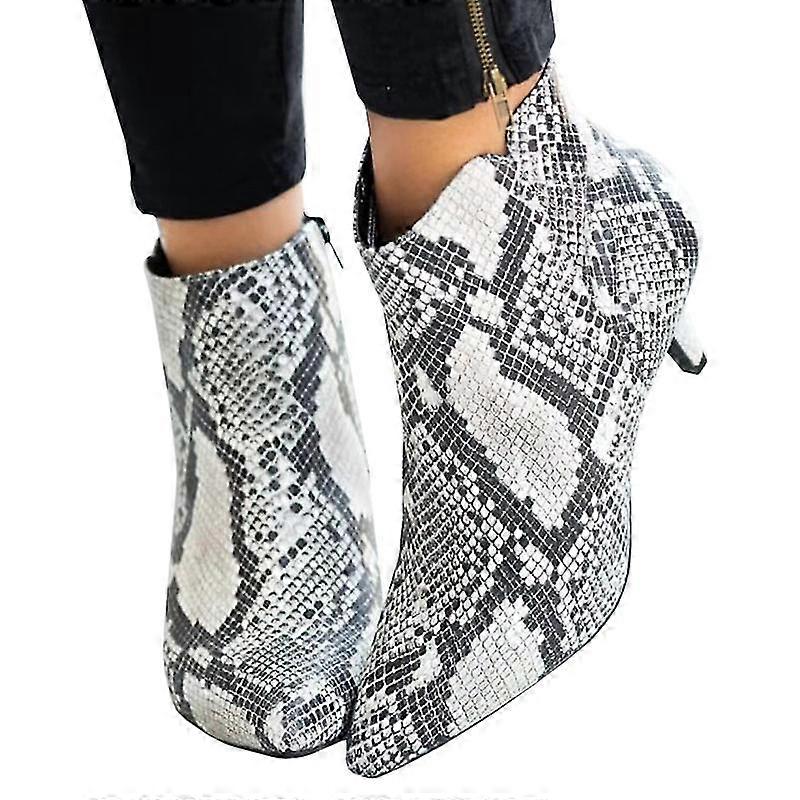 Femmes Zip Ankle Booties Low Kitten Heel Pointed Toe Chaussures