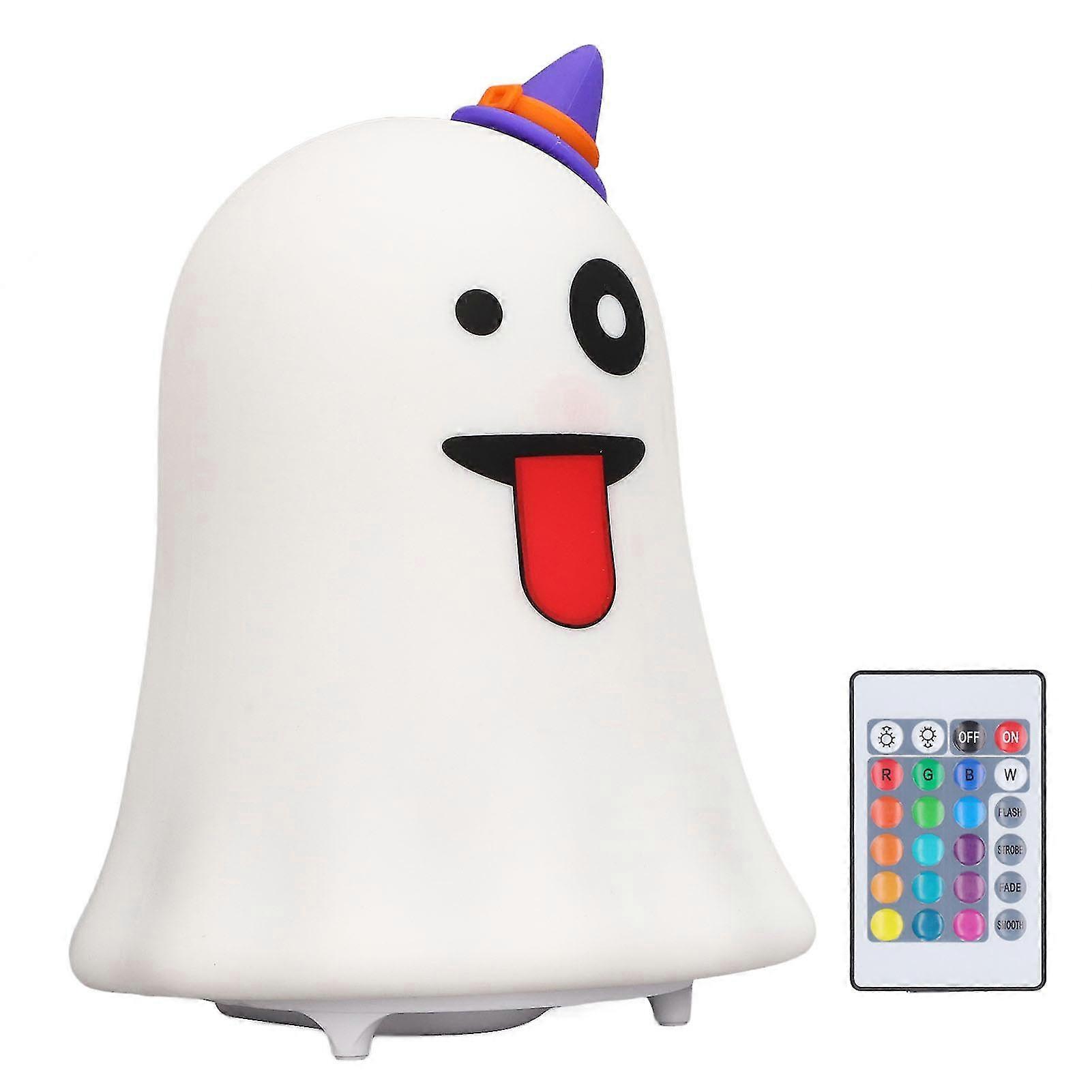 Led Night Lamp Silicone Touch Sensor 7 Color Changing Usb Charging Ghost Night Light With Remote Control For Halloween