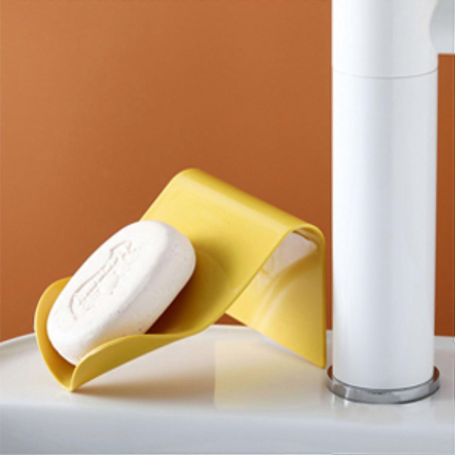 Porte-savon simple pour salle de bain, porte-savon simple auto-drainant, support de douche, conomiseur de savon, jaune