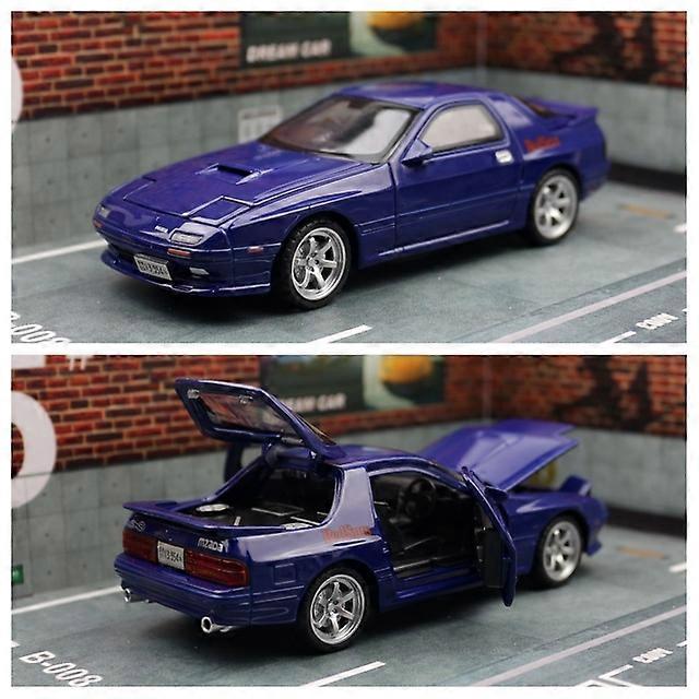 1/32 Mazda RX7 Initial D Miniature Diecast RX-7 Toy Car Model Sound & Light Doors Openable Collection Gift for Children Boy Kid
