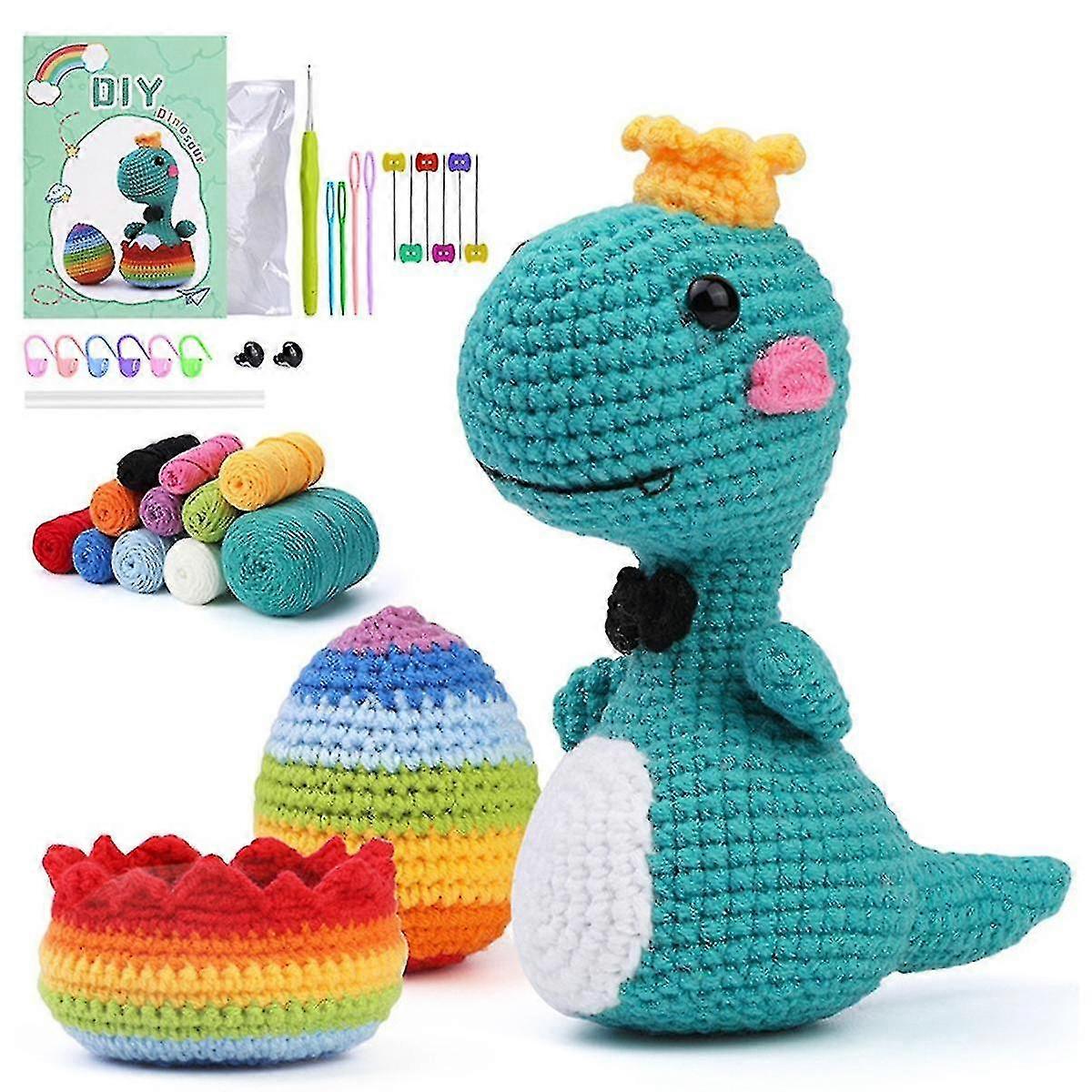 Crochet Kit For Beginners, Beginners Crochet Dinosaur Kit With Tool For Mothers Day Gifts For Mom Diy Craft Supplies