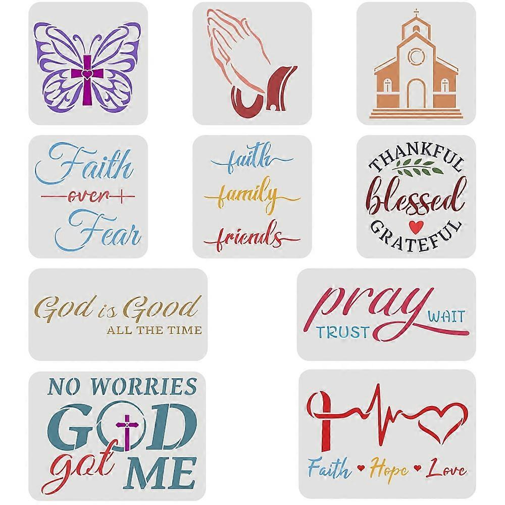 1Set Christian Stencil Plastic Butterfly Pray Church Pattern Stencil