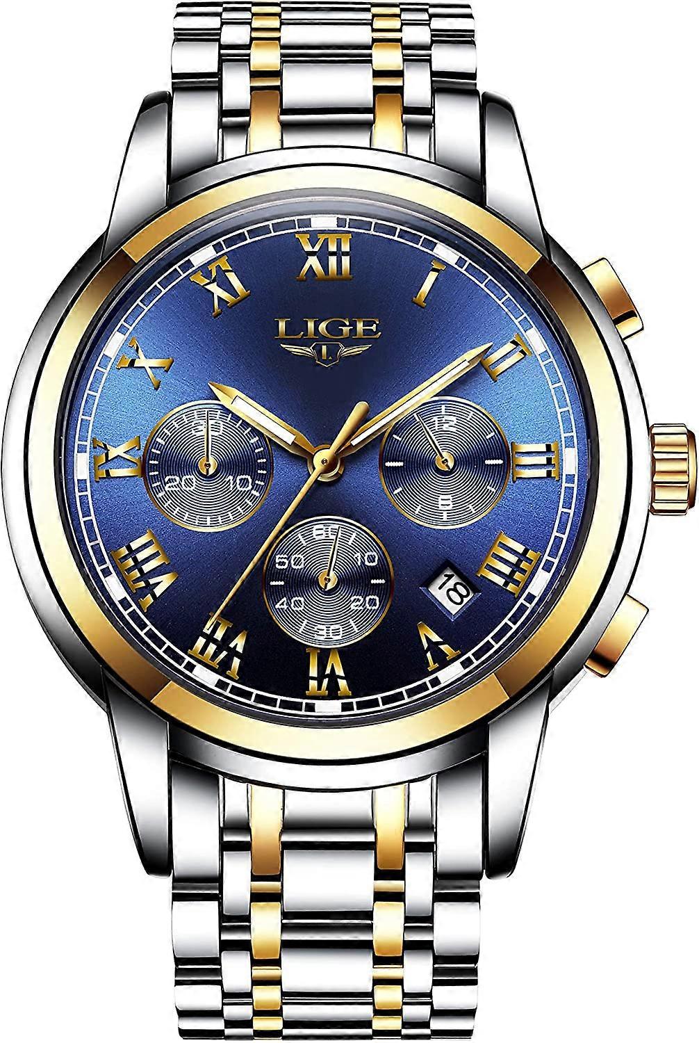 LIGE Herre Ure Vandtæt Sport Analog Quartz Watch Mænd Business Rustfrit Stål Armbåndsur