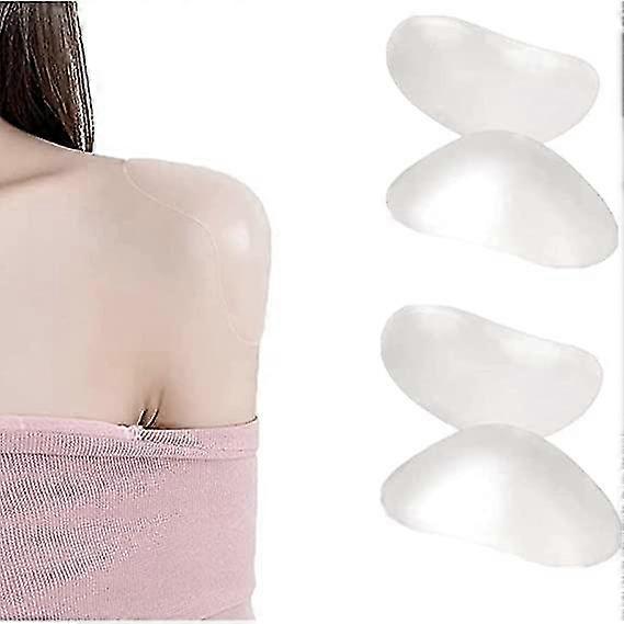 silicone shoulder pads for womens, natural anti-slip adhesive sticky reusable support height enhancer, comfortable invisible soft pads(2 pairs, transp