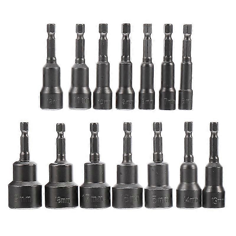 1 Set/14pcs Power Nut Driver Bit Steel Magnetic Hex Socket Wrench Drill Bit