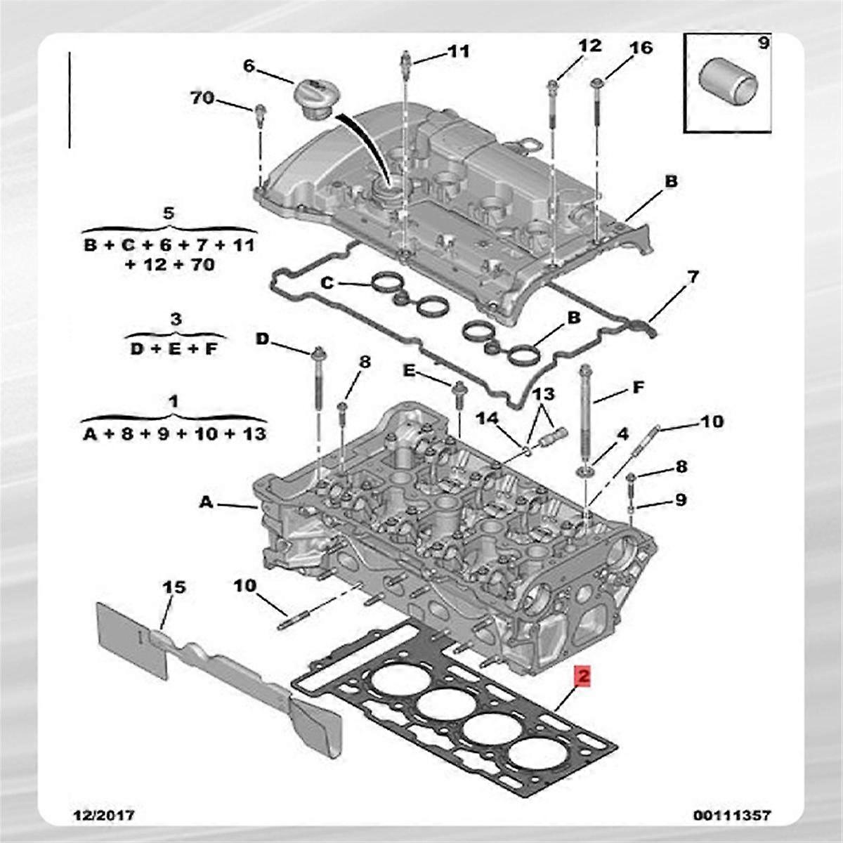 Engine Cylinder Gasket for 2 408 RCZ 2008 3008 C3 C4 C5 Cylinder Block Accessories 0209ER 980367338