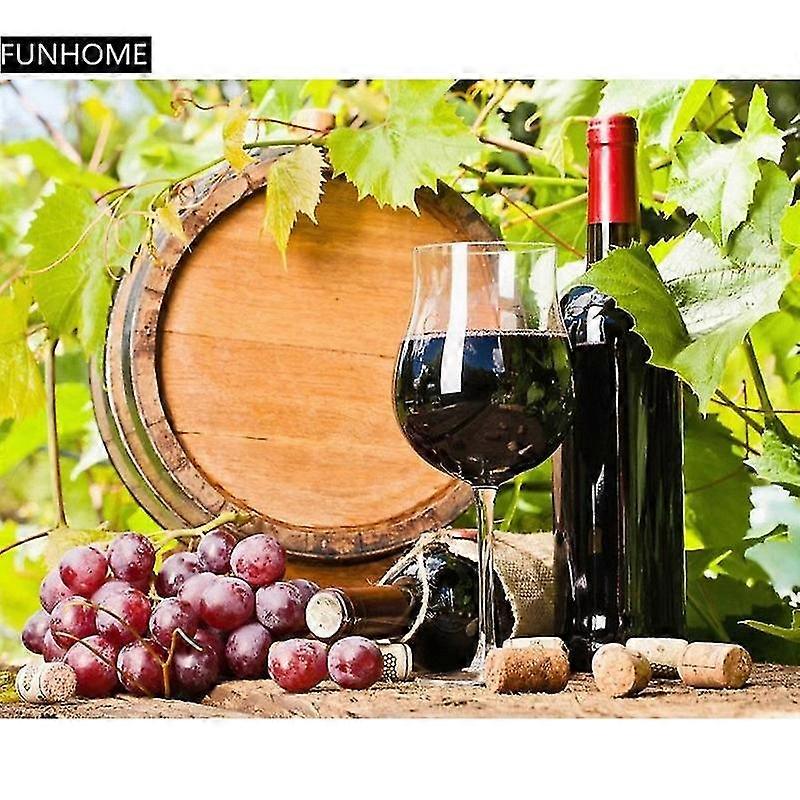 New 5d Diy Full Drill Diamond Painting Embroidery&cross Stitch Rhinestone Mosaic Painting Wall Hanging Painting Home Decor Red Wine Funhome
