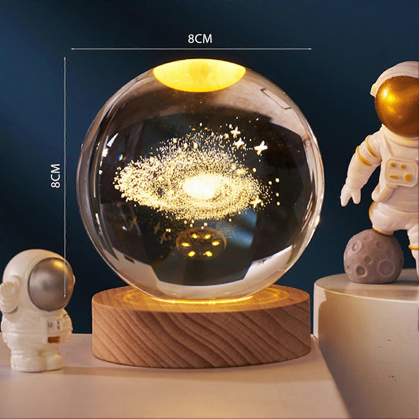 3D Planets Crystal Ball Engraved Miniature Model Night Light Home Office Decor