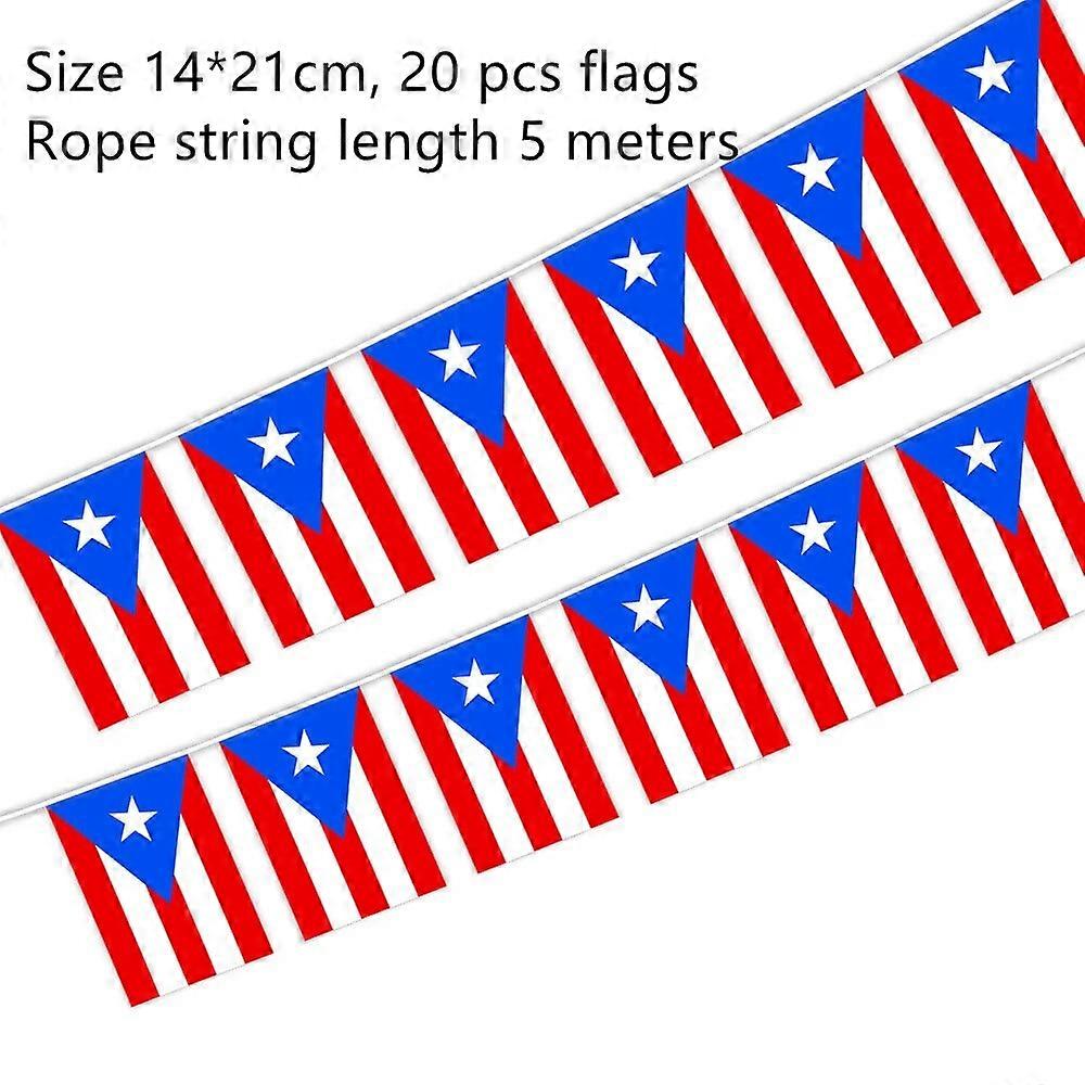 20Pcs Flags One String National Flag Lines Hang On One Rope Puerto Rico Buntings 14*21cm Stream Banner Puerto Rico Banners