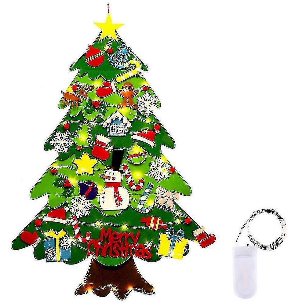 Felt Christmas Tree With String Light Hanging Wall Decorations (tree+ Light)