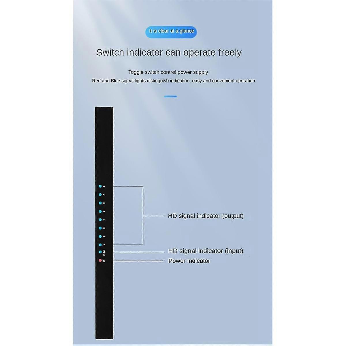 1 Input 8 Output Splitter -compatible Splitter 4k 30hz Display Duplicate Amplifier Splitter For Tv Video With Eu Plug