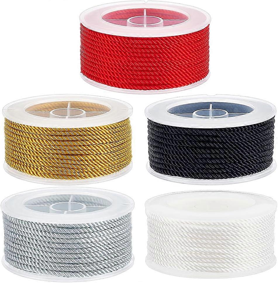 125.8 Yards/115m 1.5mm Twisted Nylon Cord 3-ply Satin Nylon Trim Cord Macrame Thread String Cord Braided Beading Cord Chinese Knotting Cord for DIY Cr