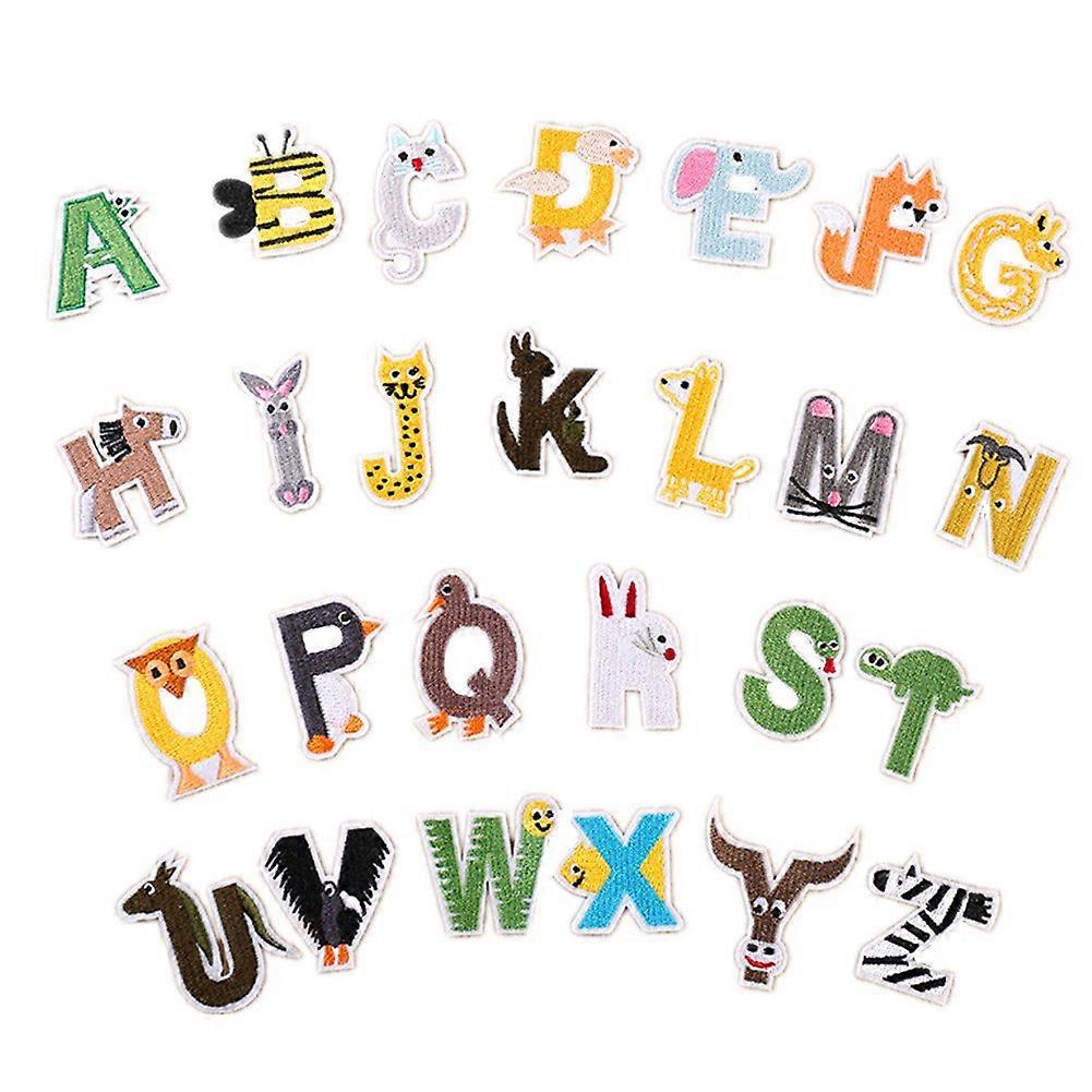 Iron on Patches Letters 26pcs A-Z Alphabet Patches Animal Shaped DIY Motif Iron On Or Sew On Patches Appliques for Jeans