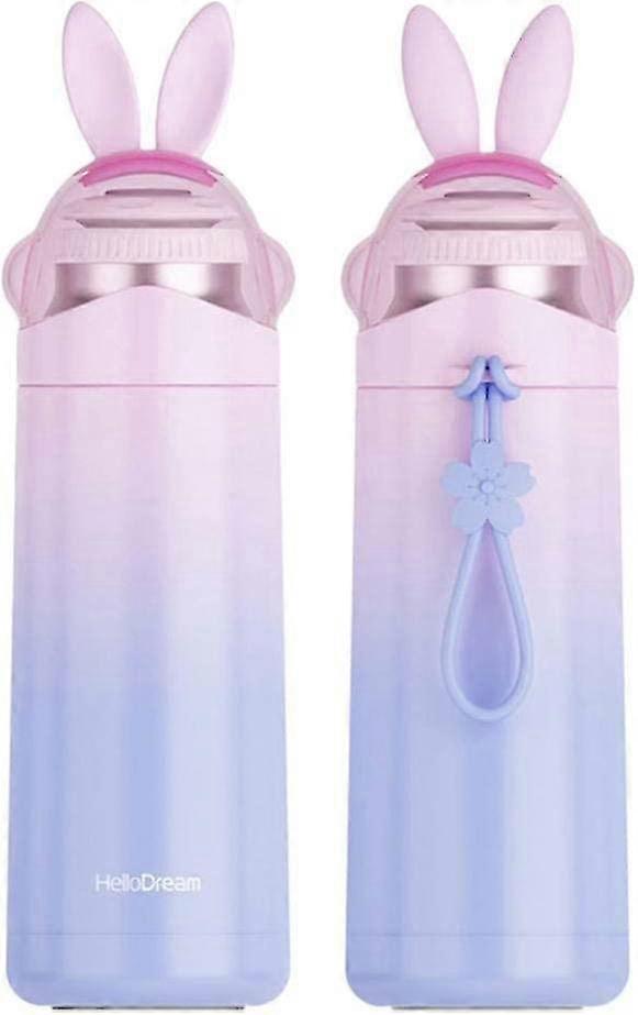 350ml Cute Thermos Flask Stainless Steel,leak-proof Insulated Water Bottle For Kids,portable Rabbit Travel Mug (blue)