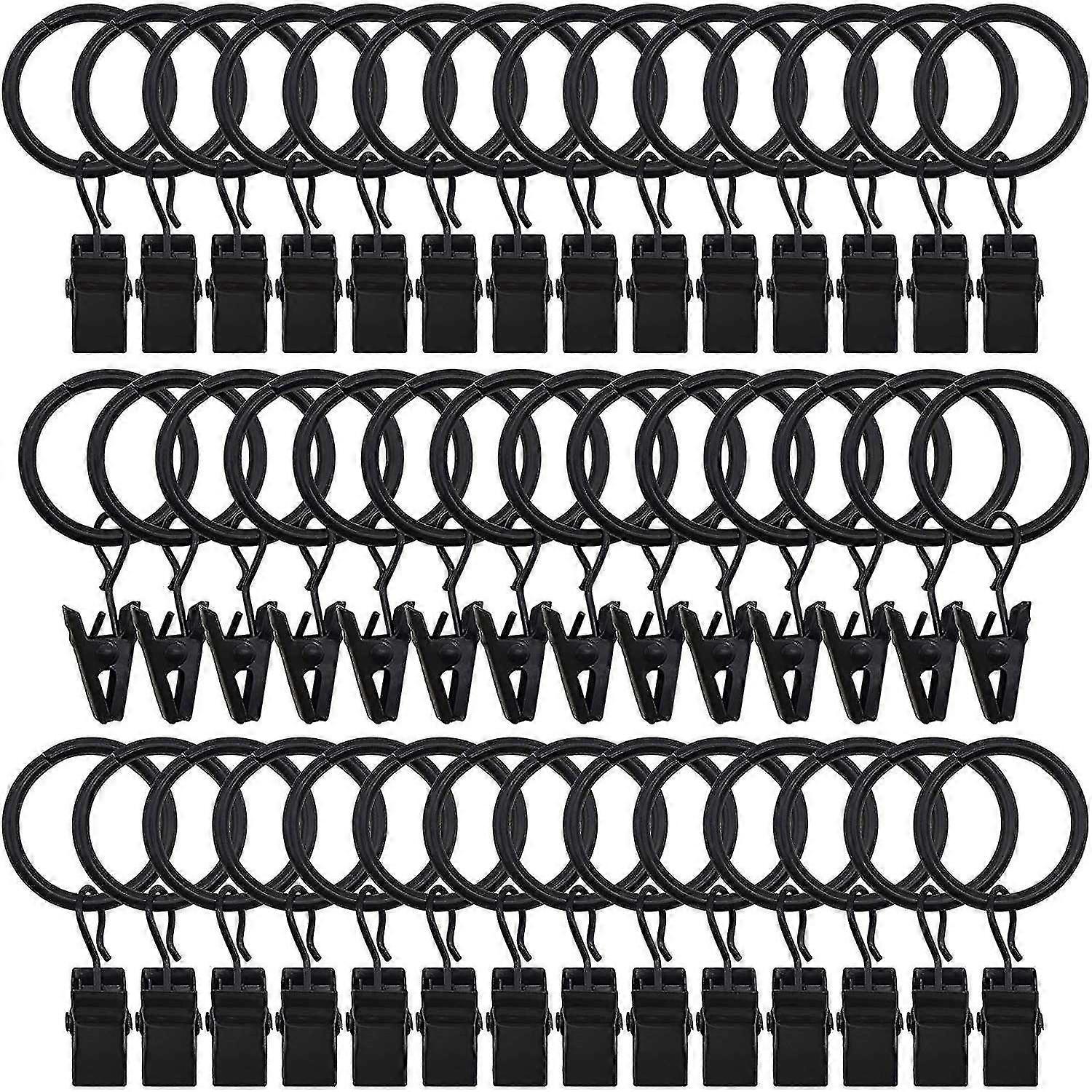 42 Packs Of Curtain Ring, With Clips, Decorative Curtains, Rust, Retro, 1 Inch, Inner Diameter, Bla