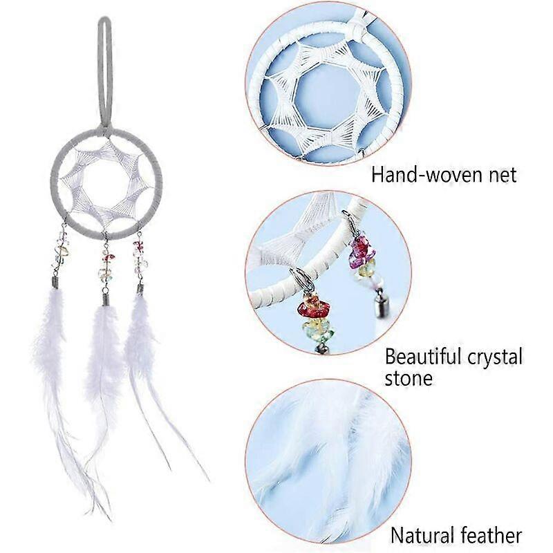 Red Mini Dream Catcher For Car Mirror - Handmade Tree Of Life Feather Small Dreamcatcher Wall Hanging Ornament For Bedroom Decor & Festival Gifts